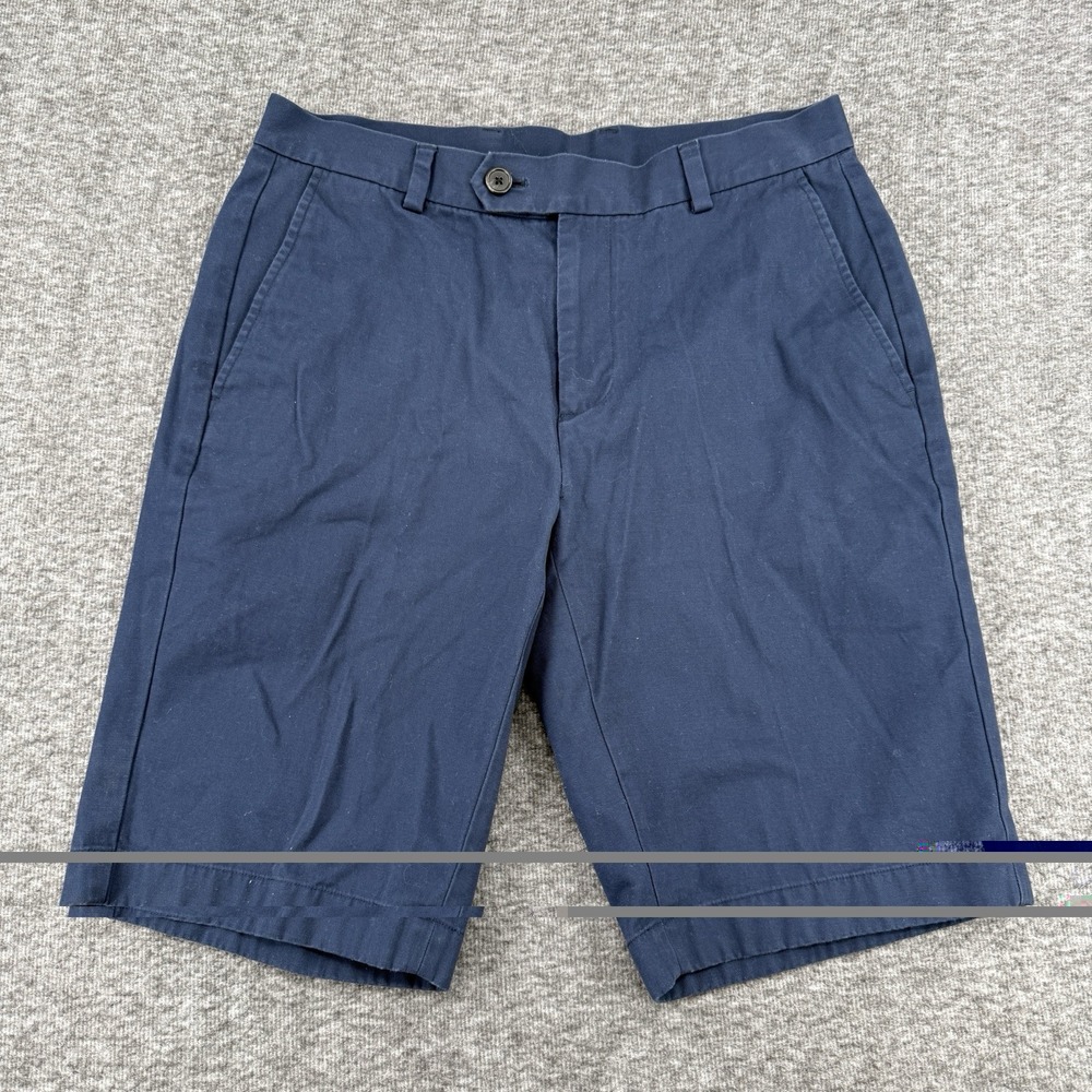 Brooks Brothers 346 Shorts Mens Blue Flat Front Cotton Casual Size 32